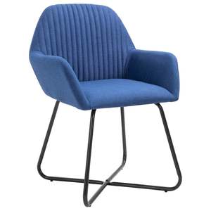 Sedie da pranzo moderne in tessuto blu con gambe in metallo, design imbottito per l'arredamento della sala da pranzo, set di 4 - Product Image 3