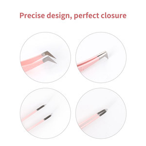 Pince à épiler professionnelle pour extensions de cils, motif antidérapant, en acier inoxydable, pointe en fibre, pour volume, marque privée, logo personnalisé - Product Image 6