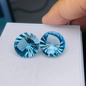 Par de topacios azules naturales, talla redonda, calidad AAA, con brillo AAA, perfectos para pendientes, hechos y pulidos con precisión a precio económico. - Product Image 2