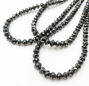 Perles Rondelles Facettées en Diamant Noir Naturel Premium 6mm, Fil de Pierres Précieuses Certifiées de 15 Pouces pour la Fabrication de Bijoux en Gros - Product Image 1