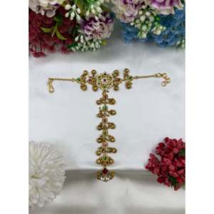 Indian Ethnic Latika Pachi Kundan Hath Panja-Cultural Collectible Jewelry - Product Image 2