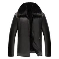 Veste d'hiver en gros pour hommes, manteau en cuir épais avec col en fausse fourrure, doublure polaire chaude, vêtement d'extérieur décontracté, tenue professionnelle élégante