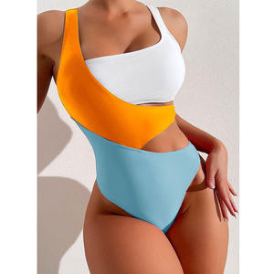 Traje de baño de una pieza con un solo hombro para mujer JSN, talla grande, estampado, bikini, estilo brief, venta al por mayor - Product Image 2