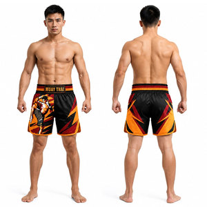 Pantalones Cortos de Muay Thai Unisex con Cordón en la Cintura, Transpirables, Resistentes al Viento e Impermeables, Hechos de Poliéster, con Bordado Personalizado - Product Image 2