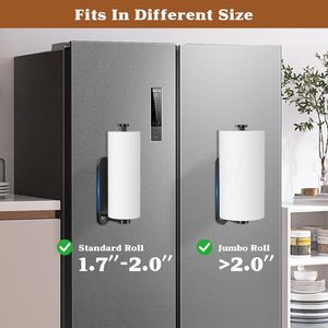 Portarotolo Magnetico a Una Mano con Meccanismo a Cricchetto Nero, Montaggio a Parete, Adesivo Facile da Staccare per Uso su Frigorifero - Product Image 2