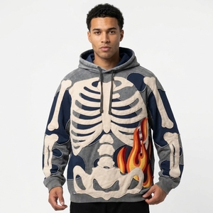 Custom Embroidered <b>Men's</b> 100% Cotton <b>Sherpa</b> Lined Hooded Sweatshirt Pullover <b>Hoodie</b> Solid Pocket Eco-Friendly Breathable Casual - Product Image 2