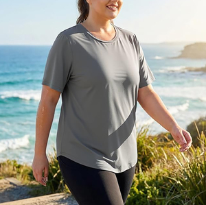T-shirt de sport Relax Fit pour femme, tissu doux, vêtements confortables, équipement d'entraînement pour femmes grandes tailles, vêtements d'entraînement confortables - Product Image 5