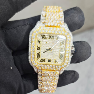 Reloj de Lujo de Primera Calidad, Modelo Cuadrado, con Incrustaciones de Moissanita, para Hombre, de Acero Inoxidable, en Oferta - Product Image 5