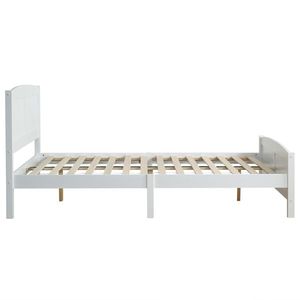 Queen Pine Single Layer Core Wooden Bed with Curved Headboard Full Board and Vertical Stripe Same Bed Tail Wooden Bed - Product Image 3