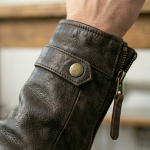 Chaqueta de Cuero Genuino para Hombre, Transpirable, Resistente al Viento, con Cierre Frontal, Cuello Camisero, Informal, para Montar al Aire Libre, Chaqueta de Invierno Personalizable - Product Image 5