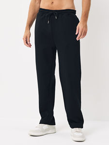 Luxury Fashion Men's Straight Casual <b>Trouser</b> Fleece <b>Drawstring</b> Waist Quick Dry Breathable Lightweight Design Custom Side Pockets - Product Image 2