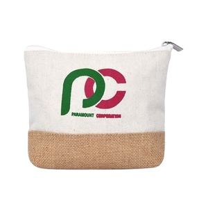 Pochette cosmétique en toile noire imprimée avec logo personnalisé pochette de maquillage en coton naturel recyclé écologique pochette cadeau mode à fermeture éclair en argent - Product Image 5