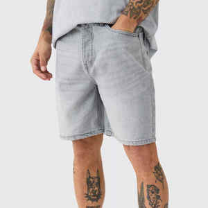 Shorts en jean respirants de haute qualité, coupe droite, tricotés, pour l'été, style décontracté, grandes tailles, streetwear - Product Image 2