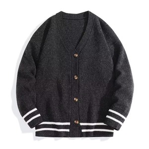 Suéter Cárdigan Negro con Cuello en V para Hombre, Manga Larga, Cierre de Botones, para Otoño, Mezcla de Lana y Acrílico, Antipilling, Grosor Estándar - Product Image 2