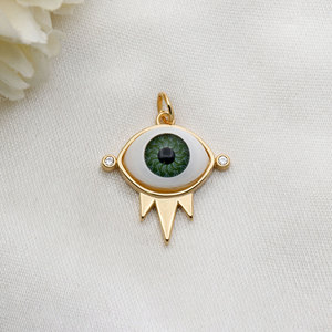 Colgante Clásico de Ojo Turco Chapado en Oro con Circones, Joyería de Ojo Verde para Collar y Pulsera de Fiesta para Mujer, DIY - Product Image 4