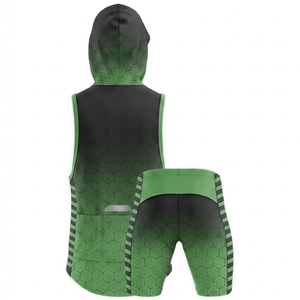 Unisex <b>Purple</b> Gradient Hooded Sleeveless <b>Vest</b> Set with Hexagon Pattern Moisture Wicking Quick Dry Sports Wear for Adults - Product Image 6