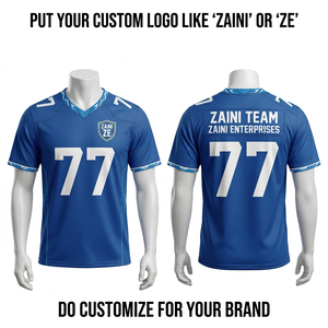 Maillot de football en polyester interlock premium 160 GSM, bleu royal, panneau contrastant, logo personnalisé par sublimation - Product Image 1