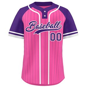 Maillot de baseball à col ras du cou en polyester écologique, color block, numéro personnalisé, impression intégrale durable - Product Image 2