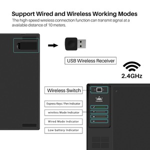 <span class=keywords><strong>HUION</strong></span> Giano — <span class=keywords><strong>tablette</strong></span> <span class=keywords><strong>graphique</strong></span> sans fil WH1409 V2, avec stylet inclinable sans batterie - Product Image 4