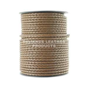 Cordon en cuir Bolo tressé rond naturel de qualité supérieure, corde indienne en cuir de vachette fait main à la mode, perles de charme de bracelet - Product Image 3