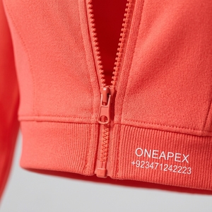 Ensemble de yoga pour femme, sweat à capuche corail zippé, haut court à manches longues, leggings taille haute, tenue de sport, fitness, entraînement, ensemble deux pièces - Product Image 5
