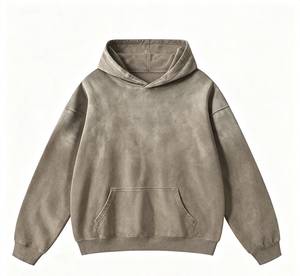 เสื้อฮู้ดโอเวอร์ไซส์ผู้ชาย สีพื้น ผ้าฟลีซ สวมใส่สบายๆ สำหรับฤดูใบไม้ร่วง ทรงปกติ มีกระเป๋า ดีไซน์ผ้าถัก ผ้าฝ้าย - Product Image 5
