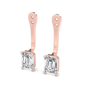 Componentes de pendientes colgantes minimalistas ajustables con diamantes de corte esmeralda en oro rosa de lujo para mujeres, joyería de moda. - Product Image 1