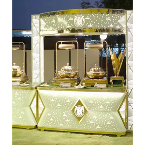 Mostrador de catering para buffet de bodas de lujo, en acero inoxidable o acero dulce para mayor durabilidad. - Product Image 1