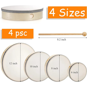 Factory Customized ODM OEM Wholesale Steel Small <b>Drum</b> High Quality Color Black White Handmade Sheepskin Tambourine <b>Drum</b> Set - Product Image 4