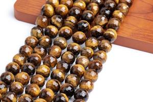 ลูกปัดหินตาเสือสีเหลืองธรรมชาติทรงกลมเหลี่ยมเพชรพลอยขนาดเล็ก สำหรับทำเครื่องประดับ DIY สร้อยข้อมือ สร้อยคอ - Product Image 5