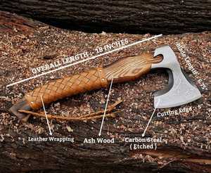 Hacha Tomahawk Hecha a Mano de Acero al Carbono de 18 Pulgadas con Mango de Madera de Palisandro, Hacha Personalizada para Campismo y Caza al Aire Libre, Ecológica - Product Image 5
