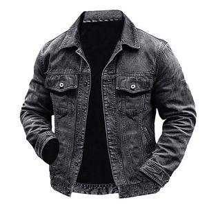 High Quality Men's Casual <b>Denim</b> <b>Jacket</b> Solid Color Cotton Trendy Loose Design Plus Size Four Seasons Fashionable Clothing - Product Image 5