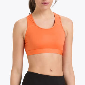 Sujetador deportivo atlético para mujer, naranja, ajustado, espalda cruzada, top corto, ropa de fitness para entrenamiento, logotipo personalizado, proveedor mayorista OEM ODM - Product Image 1