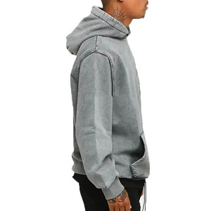 Sweat à capuche d'hiver personnalisé de haute qualité, délavé à l'acide, 100% coton épais, impression numérique, épaules tombantes, double fermeture éclair - Product Image 6