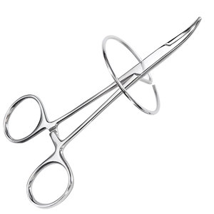 Holding Clamp Curved 130 mm with Slightly Toothed Jaws and <b>Spacer</b> Ring for Preventing Crown Damage Dental Instrument - Product Image 1