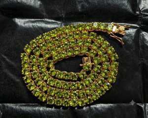 Collier tennis en péridot naturel 4 mm, 16 pouces, argent sterling 925 plaqué or 18 carats, pierre précieuse verte, bijoux élégants et luxueux pour femmes - Product Image 2