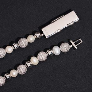 Parure de collier de luxe en perles de moissanite, bijoux hip-hop sertis de diamants, chaîne statement avec fermoir diamant VVS1 - Product Image 2