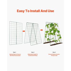 Treillis de jardin pliable en métal 46'' x 32'' pour plantes grimpantes (concombres), avec pinces de fixation, treillis surélevé pour clôtures et portails - Product Image 5