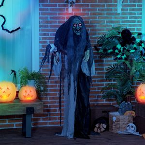 Bruja Verde de Tamaño Real de 65 Pulgadas con Calavera, Decoración Animada para Halloween con Sonido y Activación por Movimiento, Decoración para Exteriores - Product Image 2