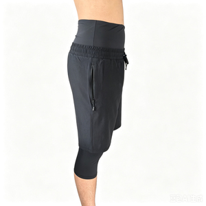 Training Men's Solid Color Elastic Waist Awrah Mid Waist Long Shorts Quick Dry Sporty Style Knitted Polyester Mid Length - Product Image 5