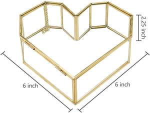 EXOTIC INDIAN ART Elegant <b>Heart</b> <b>Shape</b> Gold Metal Glass Jewelry <b>Box</b> Premium Trinket Storage Customizable Size Color Organizer - Product Image 6