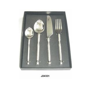 Ensemble de couverts en acier inoxydable à double tige, fabriqué à la main, poli miroir, poignée peinte en noir, couverts fantaisie 4 pièces pour - Product Image 6