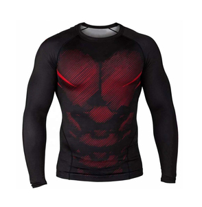 Camiseta de Compresión de Manga Larga para Hombre, para MMA y BJJ, con Estampado de Llamas Rojas y Negras, UPF50+, de Secado Rápido - Product Image 1