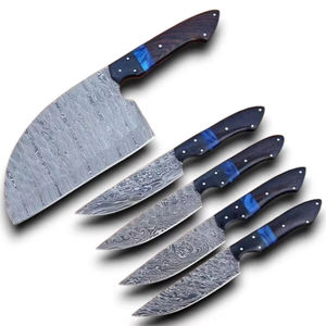 Juego de Cuchillos de Chef Profesionales de Acero de Damasco Hechos a Mano con Espiga Completa, para Deshuesar y Cortar Filetes, Ergonómicos, con Mango de Madera Wenge, para Barbacoa al Aire Libre - Product Image 1