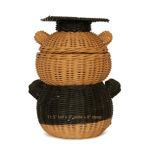 Panier de rangement pour jouets en osier fait main, en forme d'ours, en rotin, organisateur essentiel pour chambre d'enfant, boîte de rangement pratique pour livres, vente en gros - Product Image 4
