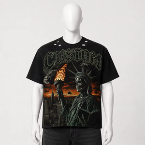 T-shirt personnalisé Glory, imprimé DTG effet vieilli, 100% coton, qualité premium, avec strass, manches courtes, unisexe, pour un usage décontracté - Product Image 2