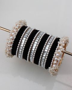 Wholesale Indian Style Trendy Geometric Pearl Churiyan <b>Bangle</b> Set Wedding Handmade <b>Copper</b> Alloy Bridal Fashion <b>Bangles</b> Set's - Product Image 2
