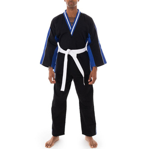 RTS Wholesale Price Unisex Taekwondo Uniform Red White Color Blocked Regular Fit Martial Arts Wear Kit With Black Belt AS-TG-108 - Product Image 1