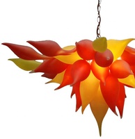 Lustre élégant en verre soufflé à la main mat Orange jaune amérique style luminaire suspendu pour chambre à coucher salon