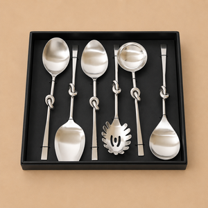 High End Stainless Steel <b>Serving</b> <b>Spoon</b> Ensemble with Decorative Leaf Accents for Weddings Parties and Gatherings - Product Image 6